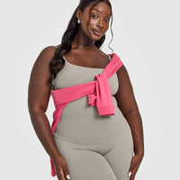 SoftMotion™ Strappy Vest with Built in Bra Shelf with White Logo | Warm Sand