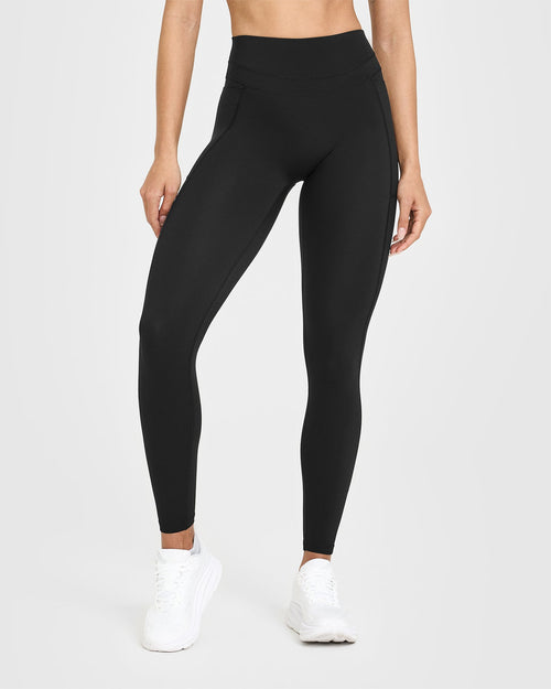 Oner Modal Unified High Waisted Pocket Leggings White Logo | Black