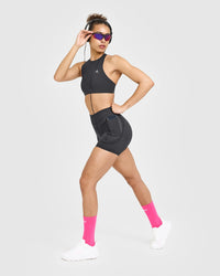 Unified High Waisted Pocket Shorts 6" | Coal