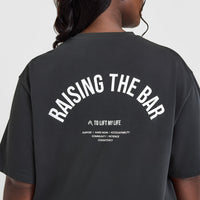 Raising The Bar Oversized Washed T-Shirt | Coal