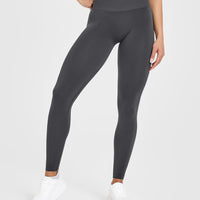 Effortless Seamless Leggings with White Logo | Coal