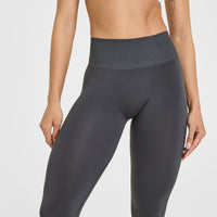 Effortless Seamless Leggings with White Logo | Coal