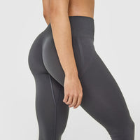 Effortless Seamless Leggings with White Logo | Coal