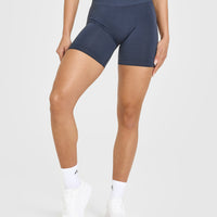 Effortless Seamless Shorts with White Logo | True Blue