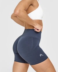 Effortless Seamless Shorts with White Logo | True Blue