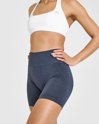 Effortless Seamless Shorts with White Logo | True Blue