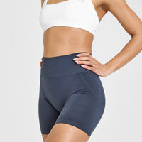Effortless Seamless Shorts with White Logo | True Blue