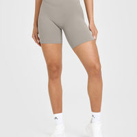 SoftMotion™ Cycling Shorts 8" with White Logo | Warm Sand