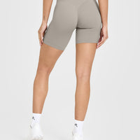 SoftMotion™ Cycling Shorts 8" with White Logo | Warm Sand