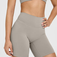 SoftMotion™ Cycling Shorts 8" with White Logo | Warm Sand