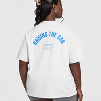 Raising The Bar Oversized Washed T-Shirt | Light Grey Marl