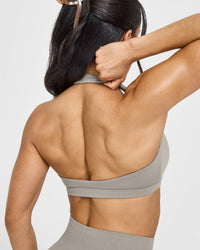 EasyLift™ Halter Bralette with White Logo | Warm Sand