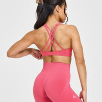 EasyLift™ High Neck Sports Bra with White Logo | Velvet Pink