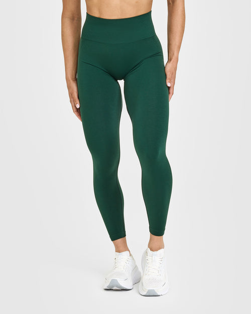 Oner Modal Effortless Seamless Leggings with White Logo | Racing Green