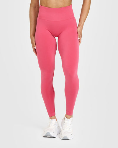 Effortless Seamless Leggings with White Logo | Velvet Pink