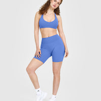 SoftMotion™ Bralette with White Logo | Glaucous Blue