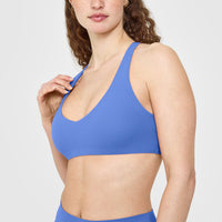 SoftMotion™ Bralette with White Logo | Glaucous Blue