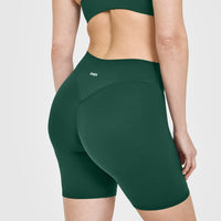 SoftMotion™ Cycling Shorts 8" with White Logo | Dark Racing Green