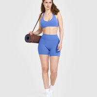 SoftMotion™ Shorts 6" with White Logo | Glaucous Blue