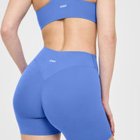 SoftMotion™ Shorts 6" with White Logo | Glaucous Blue