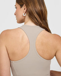 Mellow™ Rib Square Neck Mid Vest with Built in Bra Shelf | Cloud Grey