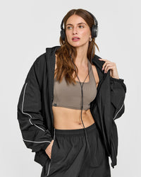 Mellow™ Rib Square Neck Bra | Moss Brown