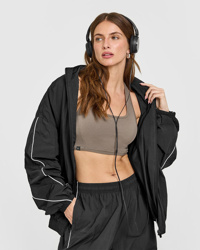 Mellow™ Rib Square Neck Bra | Moss Brown