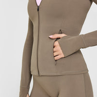 SoftMotion™ Jacket with White Logo | Moss Brown