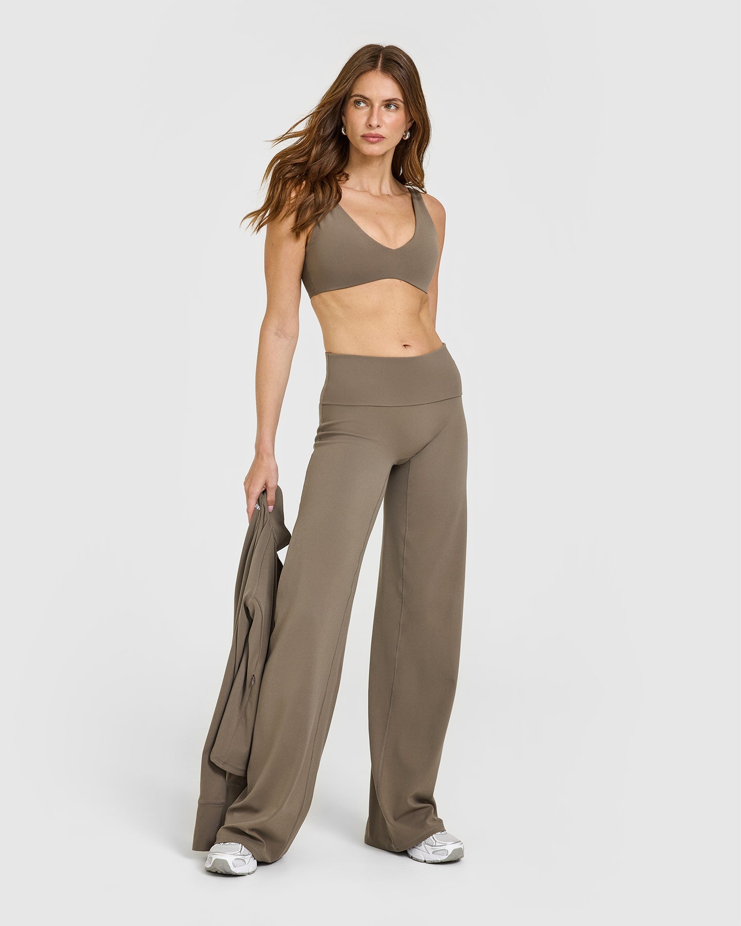 SoftMotion™ Scoop Back Bralette with White Logo | Moss Brown