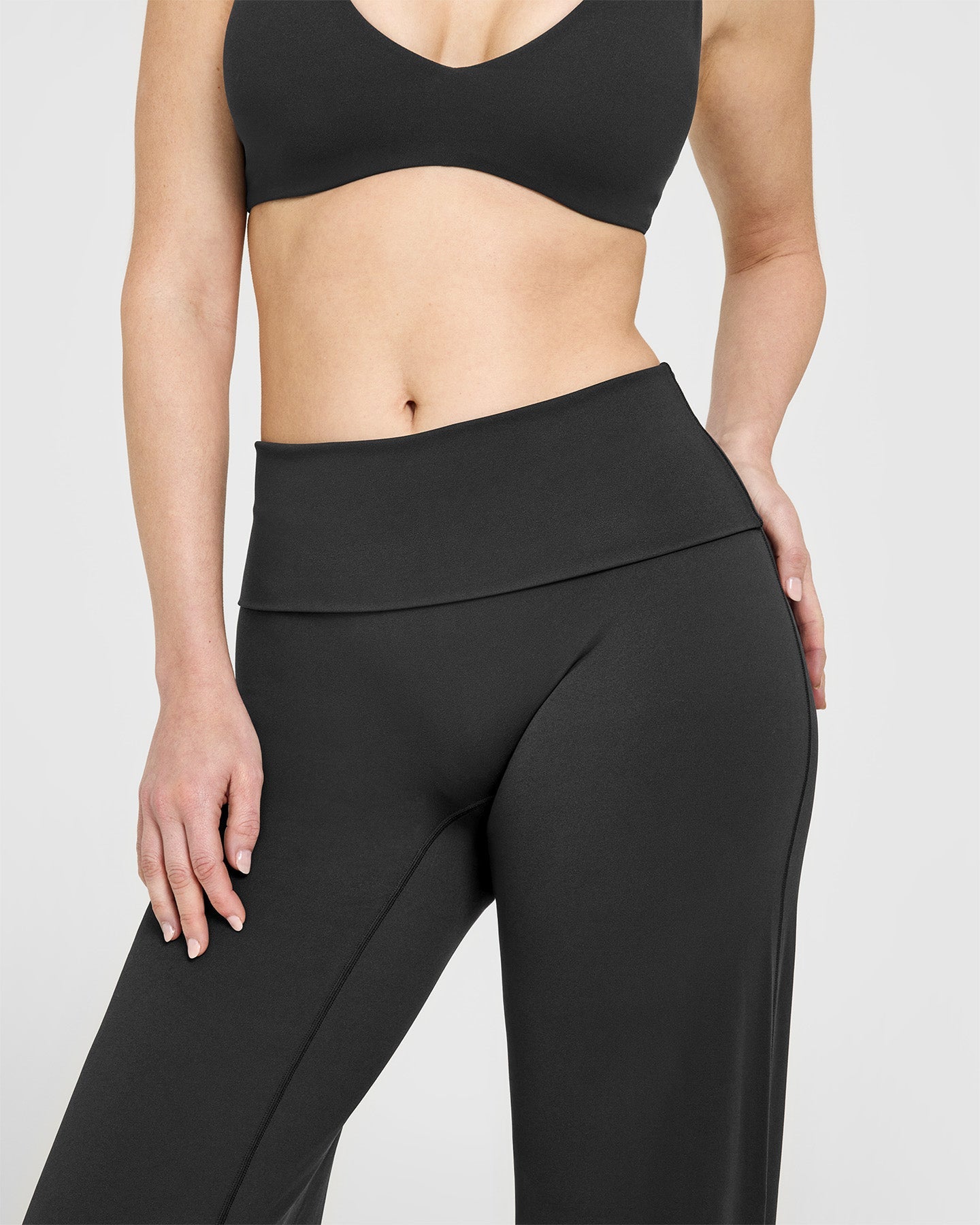 SoftMotion™ Fold Over Straight Leg Bottoms | Soft Black