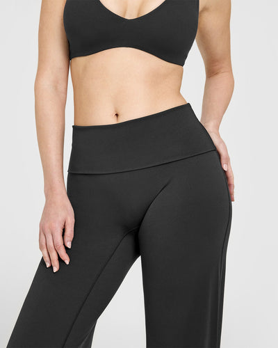 SoftMotion™ Fold Over Straight Leg Bottoms | Soft Black