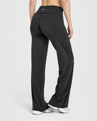 SoftMotion™ Fold Over Straight Leg Bottoms | Soft Black
