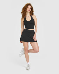SoftMotion™ Halter Neck Mid Vest with Built in Bra Shelf | Soft Black