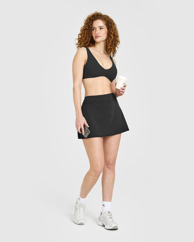 SoftMotion™ Skort with White Logo | Soft Black