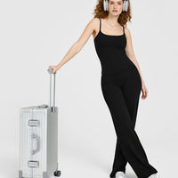 SoftMotion™ Strappy Vest with Built in Bra Shelf with White Logo | Black