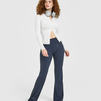 Mellow™ Rib Long Sleeve Cardigan | Light Grey Marl