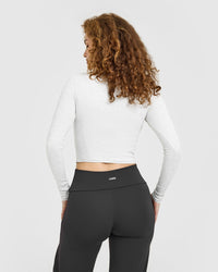 Mellow™ Rib Mid Long Sleeve Cardigan | Light Grey Marl