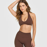 SoftMotion™ Minimal Halter Neck Bralette | Espresso Brown