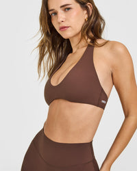 SoftMotion™ Minimal Halter Neck Bralette | Espresso Brown