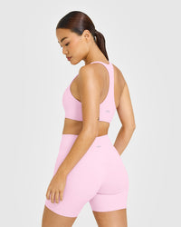 SoftMotion™ Sports Bra with White Logo | Chalk Pink