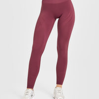 EnhanceLift™ Seamless Leggings with White Logo | Burnt Maroon