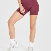 EnhanceLift™ Seamless Shorts with White Logo | Burnt Maroon
