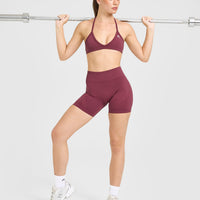 EnhanceLift™ Seamless Shorts with White Logo | Burnt Maroon