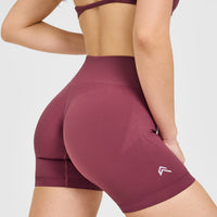 EnhanceLift™ Seamless Shorts with White Logo | Burnt Maroon