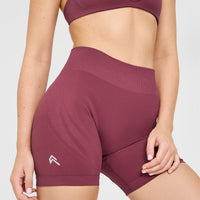 EnhanceLift™ Seamless Shorts with White Logo | Burnt Maroon