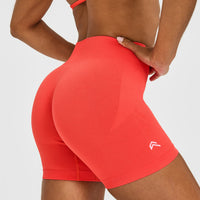 EnhanceLift™ Seamless Shorts with White Logo | Charged Coral