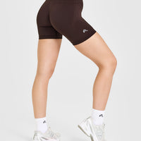 EnhanceLift™ Seamless Shorts with White Logo | Plum Brown