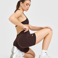 EnhanceLift™ Seamless Shorts with White Logo | Plum Brown
