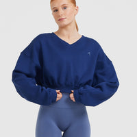 All Day Lightweight Oversized V-Neck Sweatshirt | Midnight