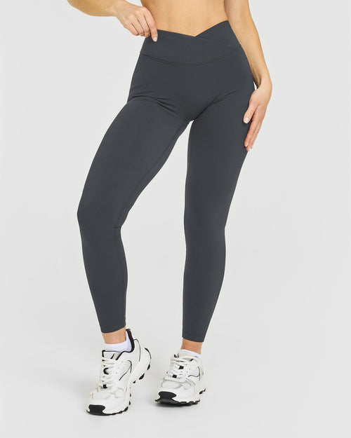 Oner Modal Unified Wrap Leggings White Logo | Coal